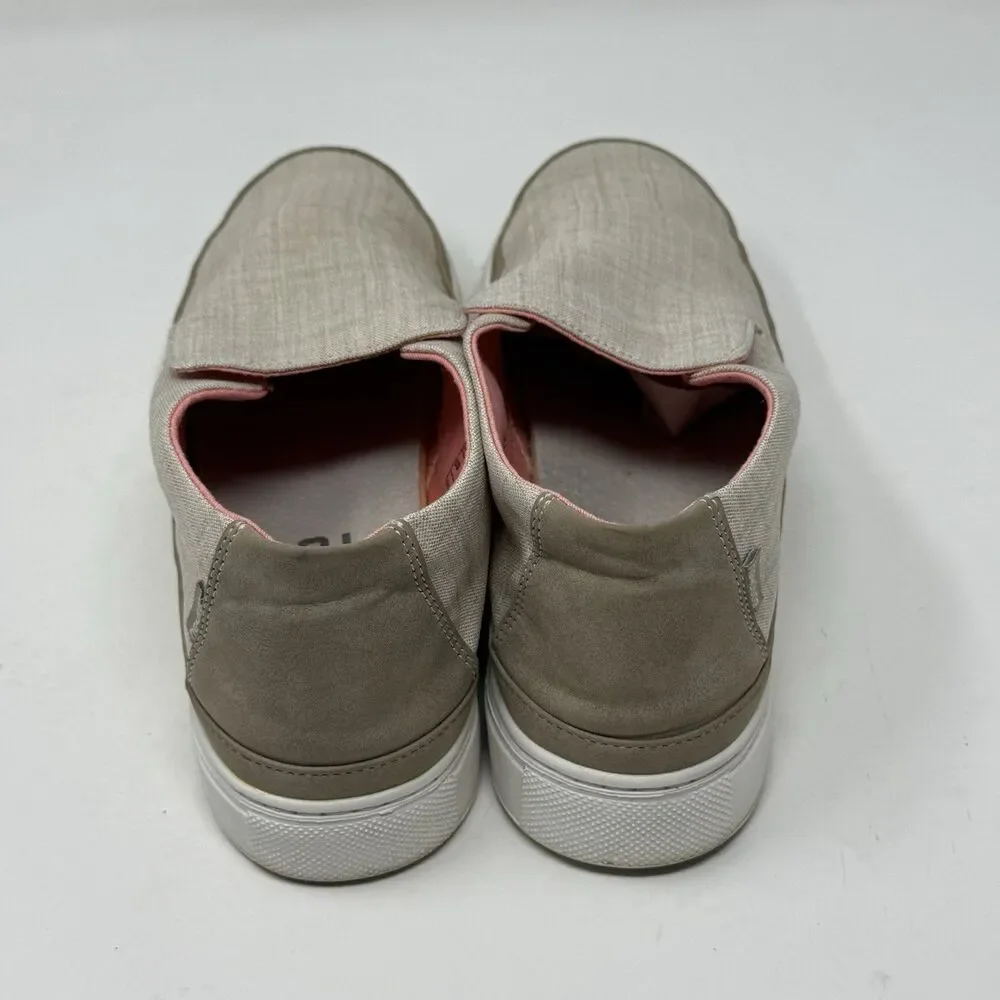 Hey Dude Peyton Sneakers Womens 9 Beige Chambray Mid Top Slip On Casual Shoes